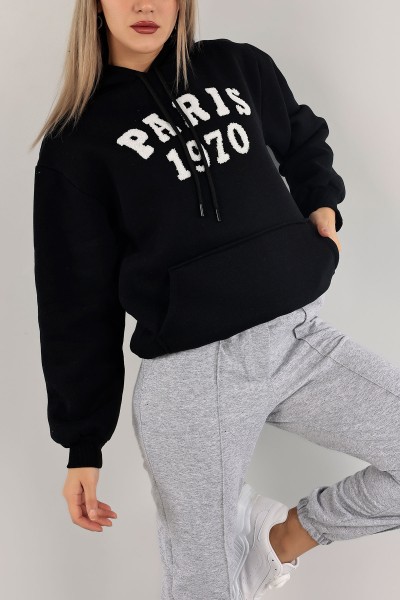 Siyah İçi Şardonlu Süzene Nakışlı Sweat 136918