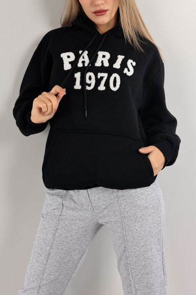 Siyah İçi Şardonlu Süzene Nakışlı Sweat 136918