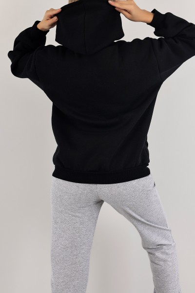 Siyah İçi Şardonlu Süzene Nakışlı Sweat 136918