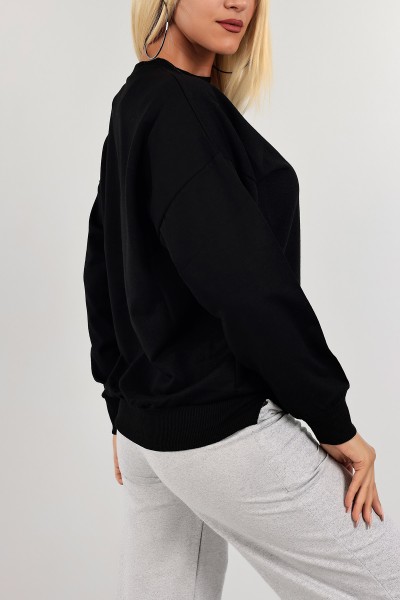 Siyah İki İp Bayan Sweat 126645