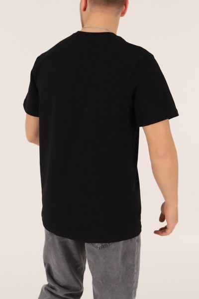 Siyah İki ip Gofre Baskılı Oversize Tişört 163511
