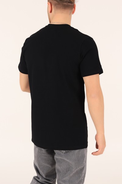 Siyah İki İp Oversize Erkek Tişört 163494