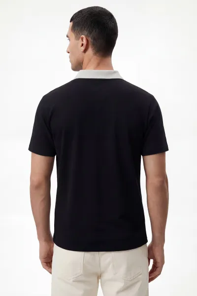 Siyah İki İp Polo Yaka Erkek Tişört 435184