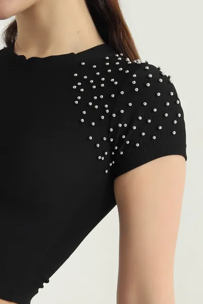 Siyah İnci Detay Ottoman Bluz 340290