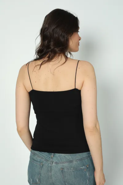Siyah İp Askılı Kadın Uzun Atlet 274259