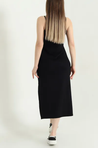 Siyah İp Askılı Kristal Elbise 337776