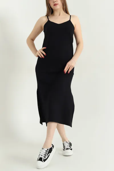 Siyah İp Askılı Kristal Elbise 337776