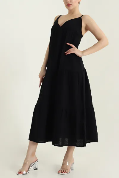 siyah-ip-askili-muslin-keten-kadin-elbise-437250