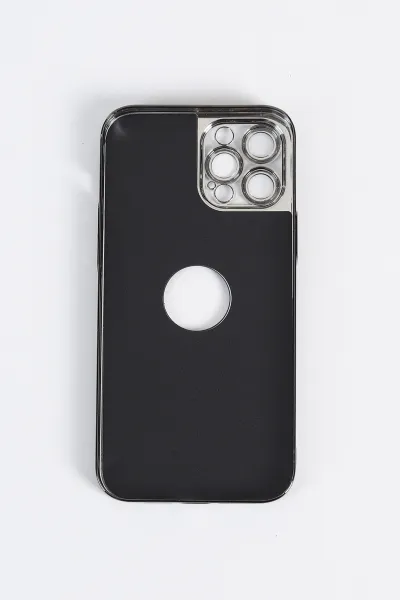 Siyah iPhone 12 Pro Max Uyumlu Delux Serisi Kamera Korumalı Deri Desenli Premium Telefon Kılıfı 348537