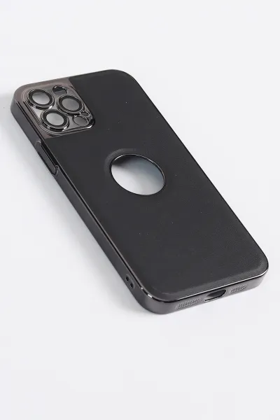Siyah iPhone 12 Pro Uyumlu Delux Serisi Kamera Korumalı Deri Desenli Premium Telefon Kılıfı 348529
