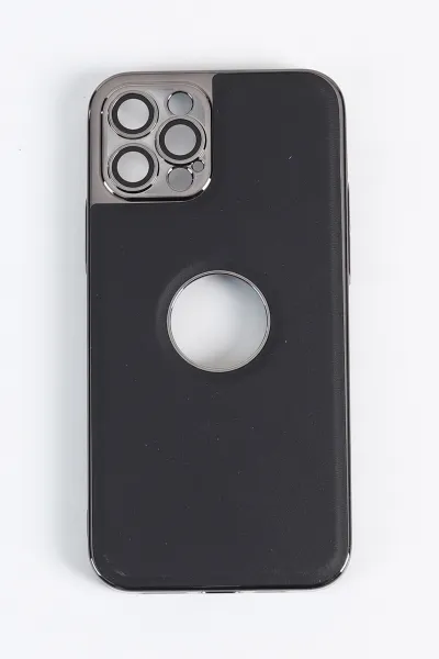 Siyah iPhone 12 Pro Uyumlu Delux Serisi Kamera Korumalı Deri Desenli Premium Telefon Kılıfı 348529