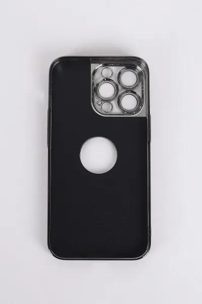 Siyah iPhone 13 Pro Uyumlu Delux Serisi Kamera Korumalı Deri Desenli Premium Telefon Kılıfı 348561