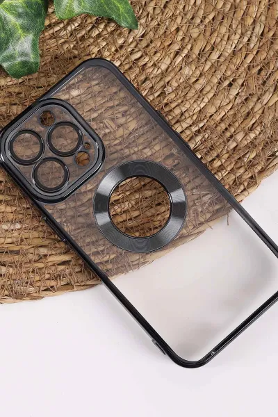 Siyah İphone 13 Pro Uyumlu Şeffaf Kamera Korumalı Silikon Telefon Kılıfı 437533