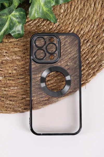Siyah İphone 13 Pro Uyumlu Şeffaf Kamera Korumalı Silikon Telefon Kılıfı 437533