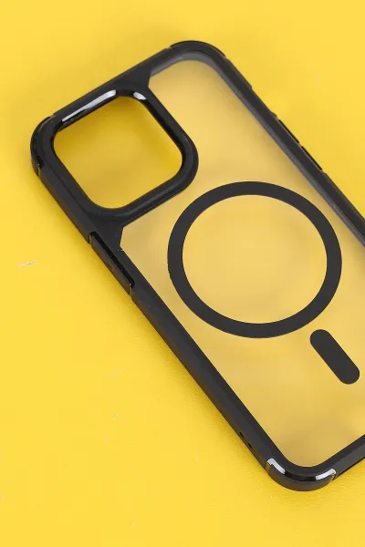 Siyah İphone 13 Pro Uyumlu Sky Magsafe Serisi Sert Silikon Telefon Kılıfı 404125