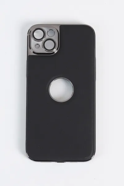 Siyah iPhone 14 Plus Uyumlu Delux Serisi Kamera Korumalı Deri Desenli Premium Telefon Kılıfı 348602