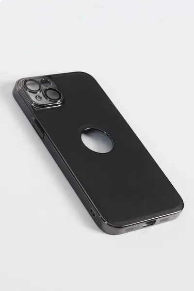 Siyah iPhone 14 Plus Uyumlu Delux Serisi Kamera Korumalı Deri Desenli Premium Telefon Kılıfı 348602