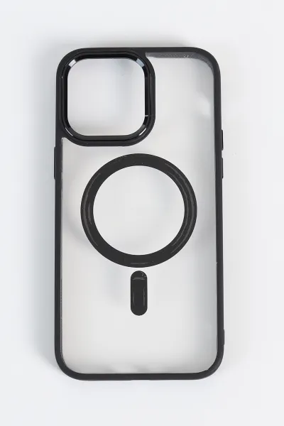 Siyah İPhone 14 Pro Max Uyumlu Krom Magsafe Serisi Soft Tpu Slikon Telefon Kılıfı 349205