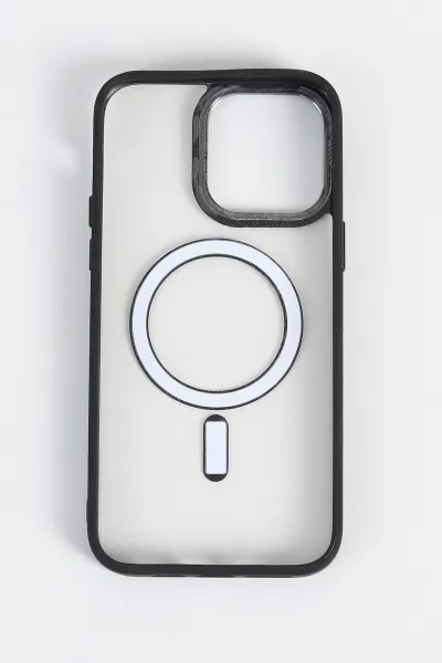 Siyah İPhone 14 Pro Max Uyumlu Krom Magsafe Serisi Soft Tpu Slikon Telefon Kılıfı 349205
