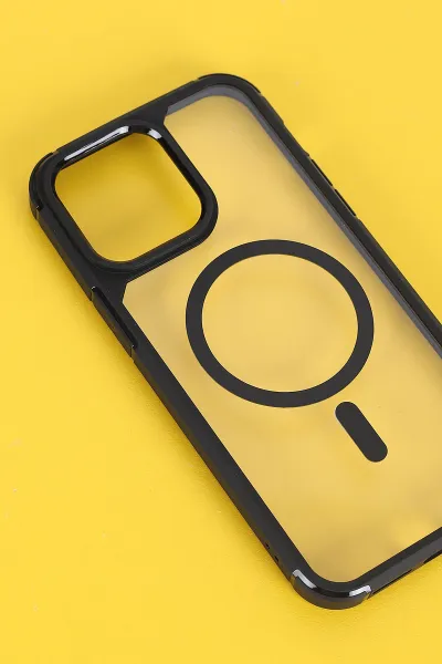 Siyah İphone 14 Pro Max Uyumlu Sky Magsafe Serisi Sert Silikon Telefon Kılıfı 404142