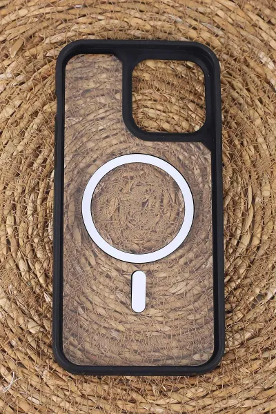 Siyah İphone 14 Pro Max Uyumlu Sky Magsafe Serisi Sert Silikon Telefon Kılıfı 414458