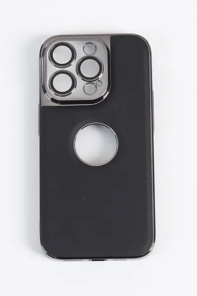 Siyah iPhone 14 Pro Uyumlu Delux Serisi Kamera Korumalı Deri Desenli Premium Telefon Kılıfı 348626