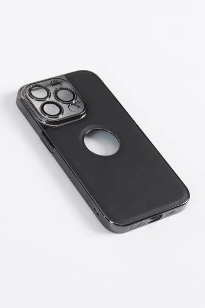 Siyah iPhone 14 Pro Uyumlu Delux Serisi Kamera Korumalı Deri Desenli Premium Telefon Kılıfı 348626