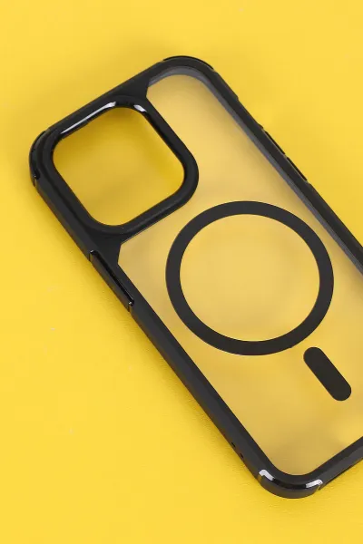 Siyah İphone 14 Pro Uyumlu Sky Magsafe Serisi Sert Silikon Telefon Kılıfı 404137