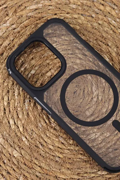 Siyah İphone 14 Pro Uyumlu Sky Magsafe Serisi Sert Silikon Telefon Kılıfı 414455