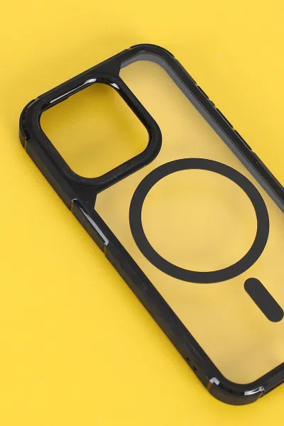 Siyah İphone 15 Pro Uyumlu Sky Magsafe Serisi Sert Silikon Telefon Kılıfı 404151