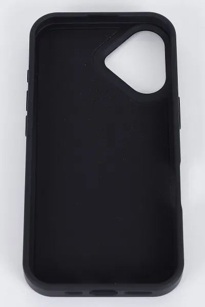Siyah İPhone 16 Uyumlu Taş Detaylı Glare Serisi Sert Slikon Telefon Kılıfı 390880