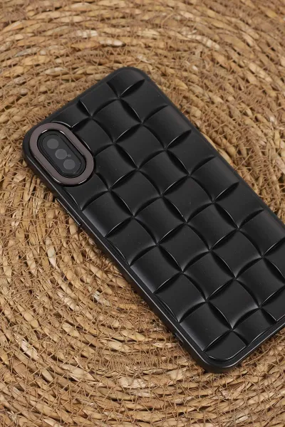 Siyah İPhone XS Uyumlu Air Serisi Kamera Korumalı 3D Tasarımlı Sert Silikon Telefon Kılıfı 404046