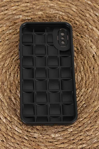 Siyah İPhone XS Uyumlu Air Serisi Kamera Korumalı 3D Tasarımlı Sert Silikon Telefon Kılıfı 404046