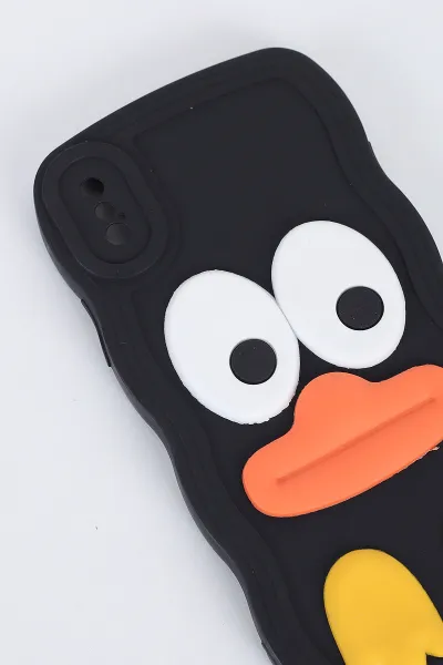 Siyah iPhone XS Uyumlu Daffy Serisi Yumuşak Silikon Telefon Kılıfı 391261