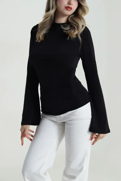 Siyah İspanyol Kol Sandy Kadın Bluz 484891