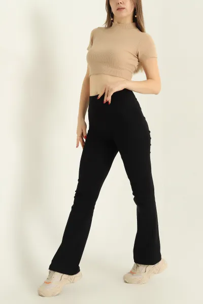 Siyah İspanyol Paça Örme Alt 329566