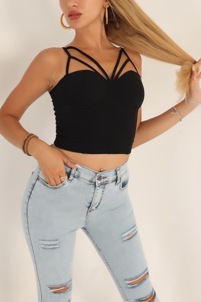 Siyah İthal Krep Bluz 190783