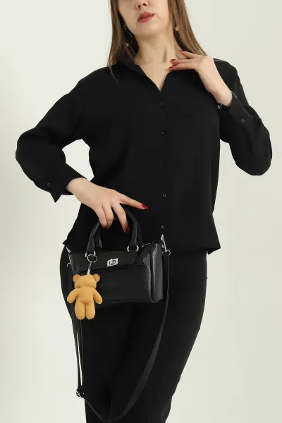 Siyah Jessica Kumaş Likralı Bayan Gömlek 335554