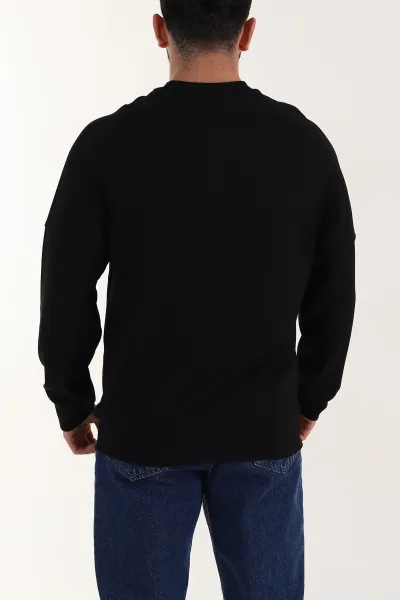 Siyah Kabartma Yazılı Bisiklet Yaka Erkek Sweatshirt 396890