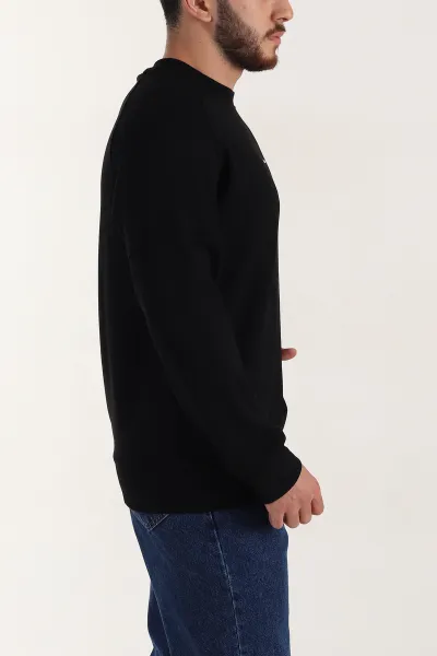 Siyah Kabartma Yazılı Bisiklet Yaka Erkek Sweatshirt 396890