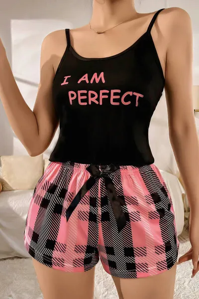 Siyah Kadın Şortlu Pijama Takımı 476812
