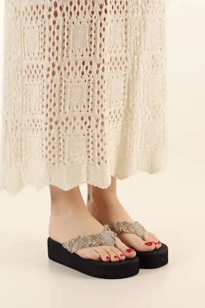 Siyah Kalın Eva Taban Kadın Parmak Arası Terlik 281595