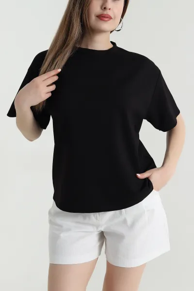 Siyah Kalp Detay Oysho Kadın Tişört 471427