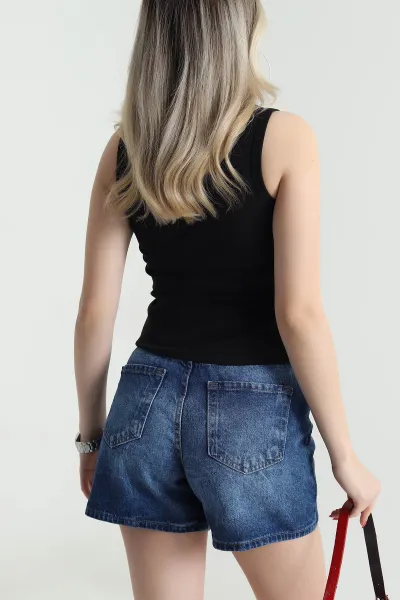 Siyah Kalp Nakışlı Kadın Atlet 475692