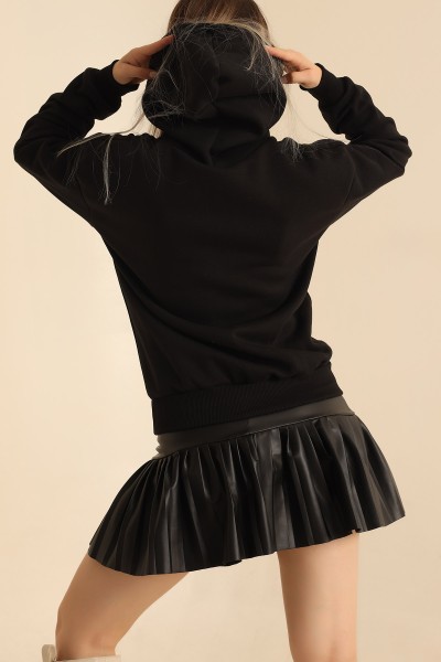 Siyah Kalp Nakışlı Şardonlu Sweat 217553