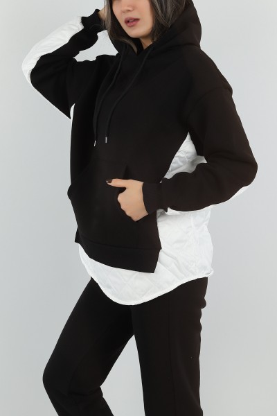 Siyah Kapitone Garnili Şardonlu Sweat 149902