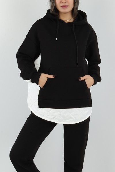 Siyah Kapitone Garnili Şardonlu Sweat 149902
