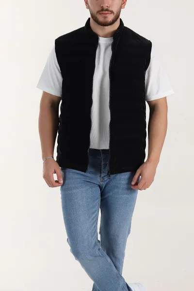 Siyah Kapitone Hafif Dolgulu Erkek Şişme Yelek 398689