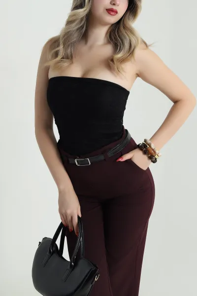 Siyah Kaplı Dantel Straplez Kadın Büstiyer 482224