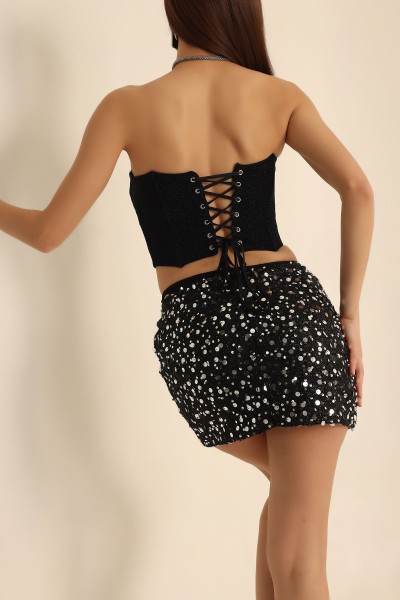 Siyah Kaplı Sim Tasarım Bluz 222854